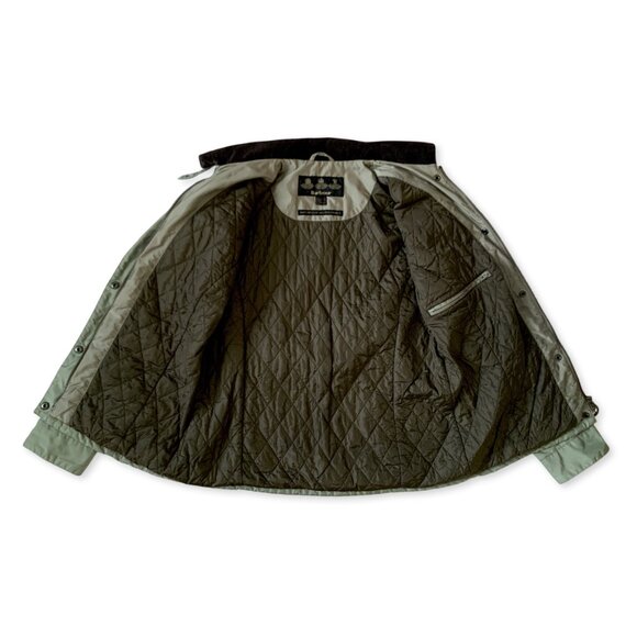 Barbour Amelia Moto Chore Green Khaki Jacket Coat Waterproof Fisherman Old Money - Picture 5 of 16